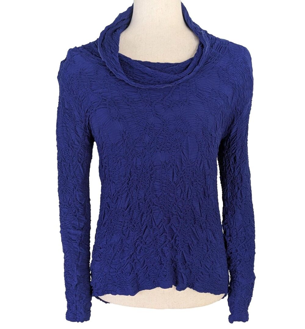 Sno Skins Women's XS Royal Blue Cowl Neck Textured Stretch Top